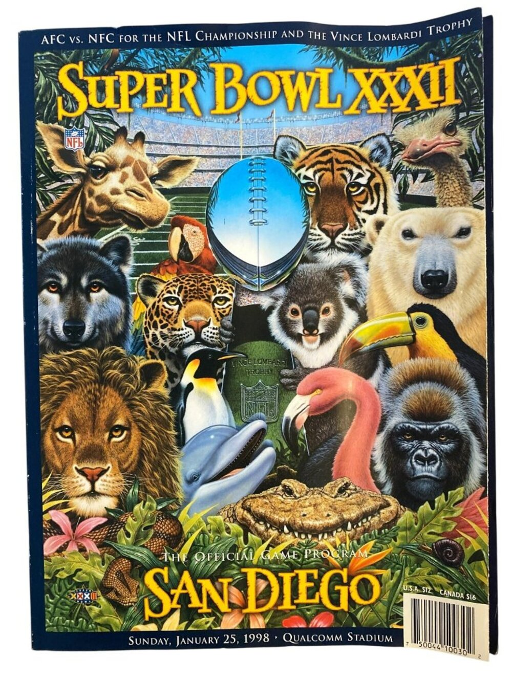 Super Bowl XXXII Official Program Denver Broncos Green Bay Packers Football 1998